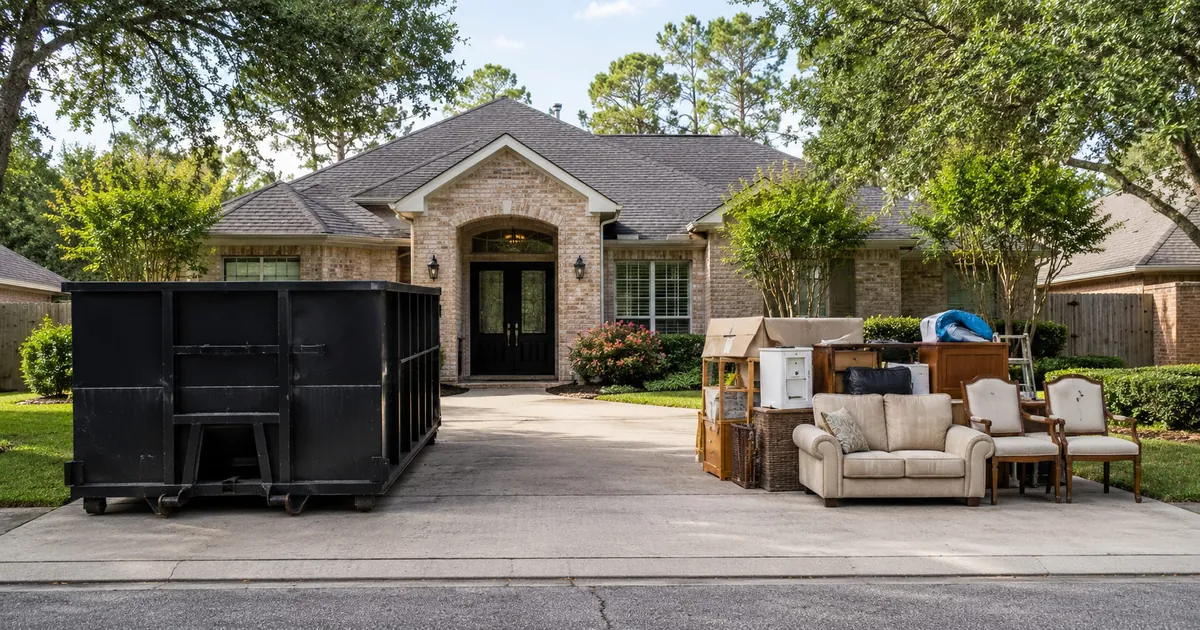 Dumpster rental versus junk removal in Conroe