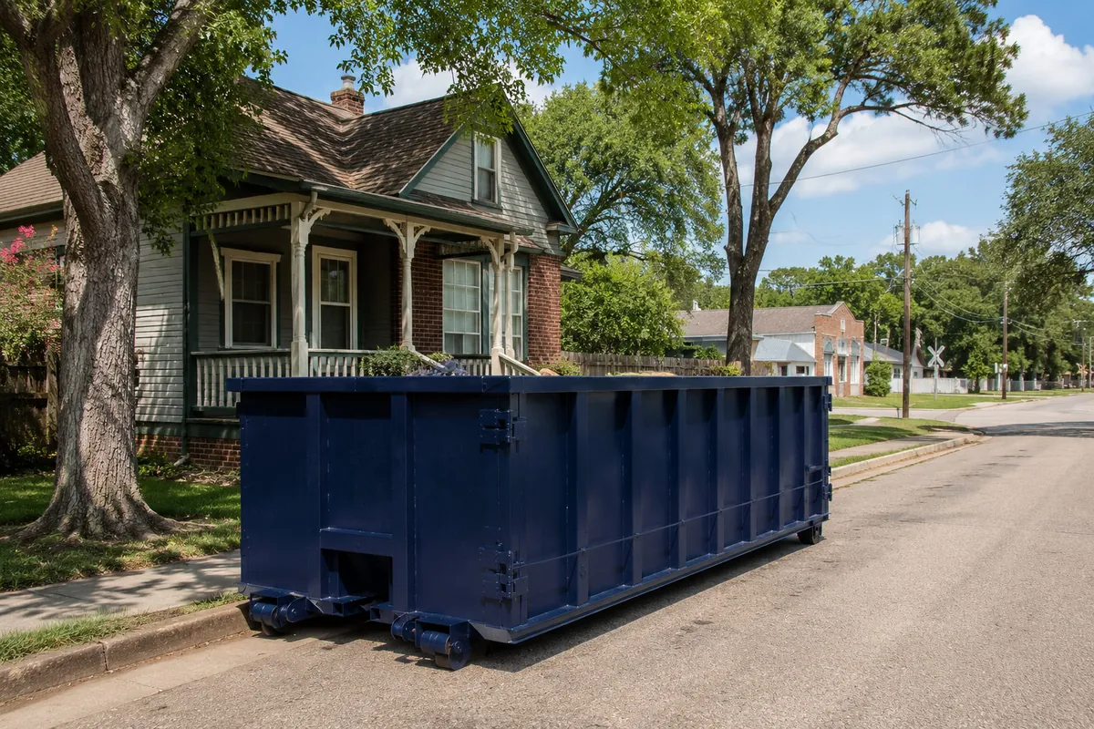 Roll-off dumpster placed at a Tomball, TX home